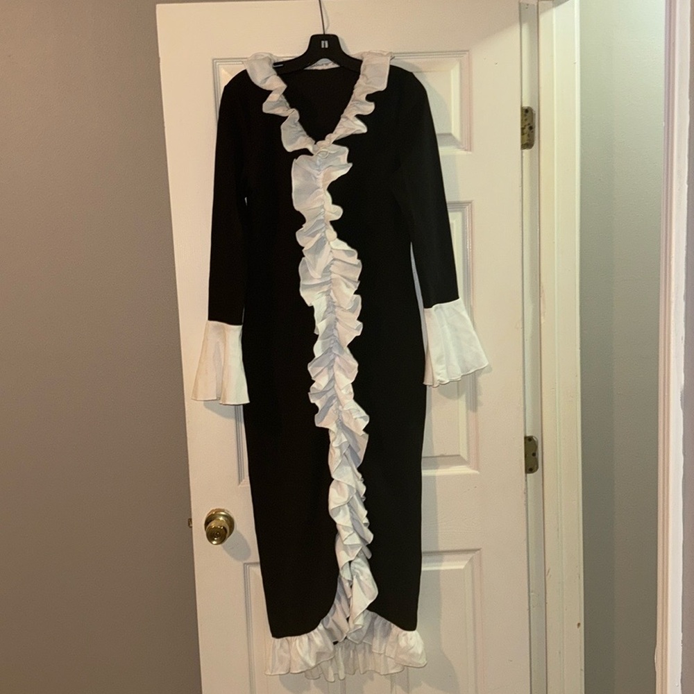 Boutique Black & White Knit Ruffle Dress main image 0